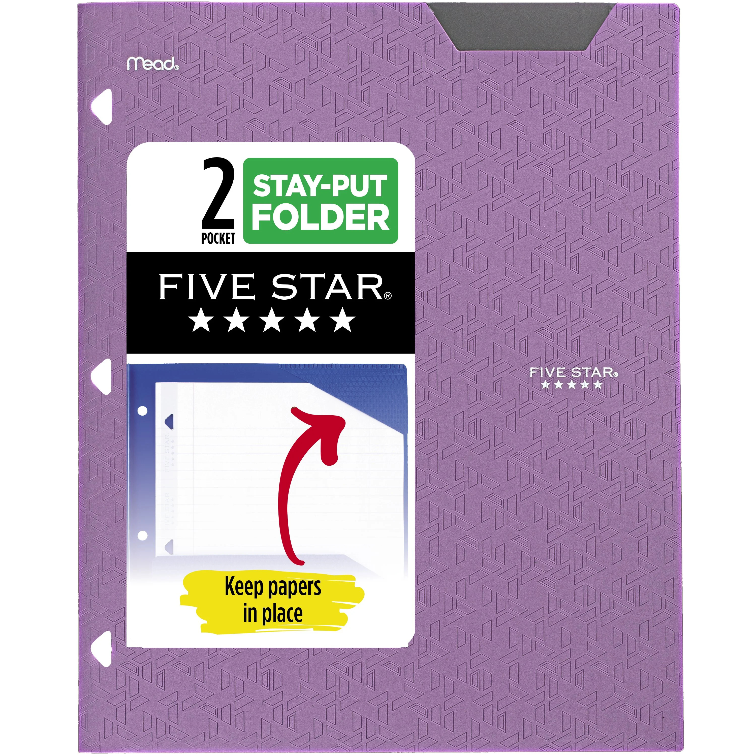 Five Star 2-Pocket Stay-Put Plastic Folder, Amethyst Purple (333420E-WMT22) | Walmart (US)