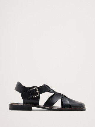 Leather Closed-Toe Fisherman Sandal | Banana Republic (US)