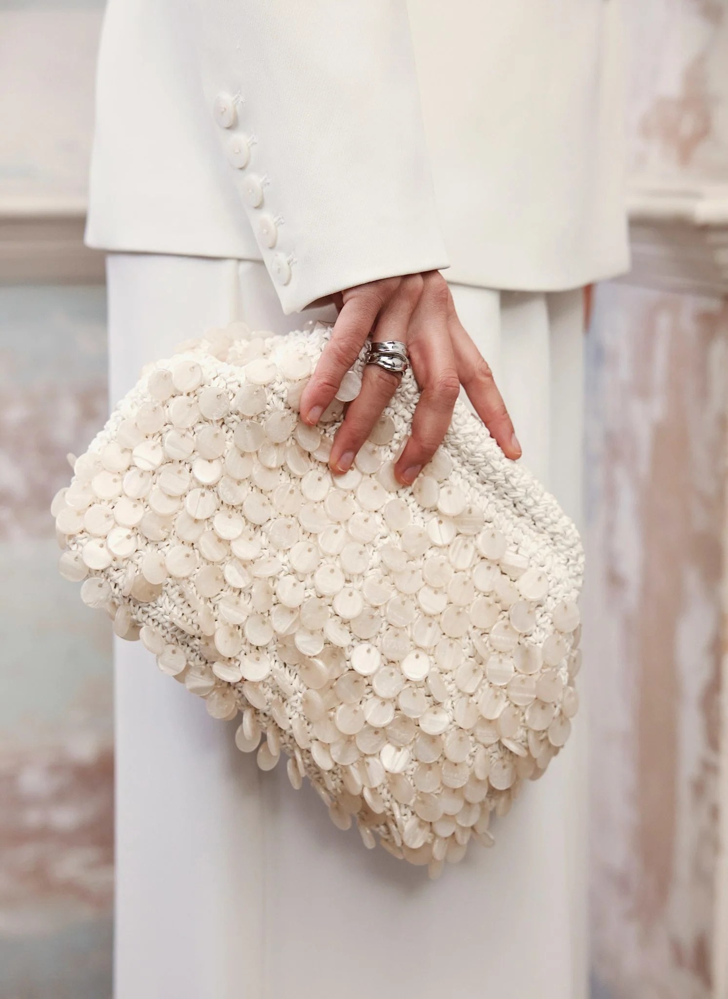 Cream Embellished Clutch Bag | Mint Velvet