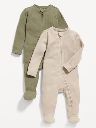 Unisex Sleep & Play 2-Way-Zip Footed One-Piece 2-Pack for Baby | Old Navy (US)