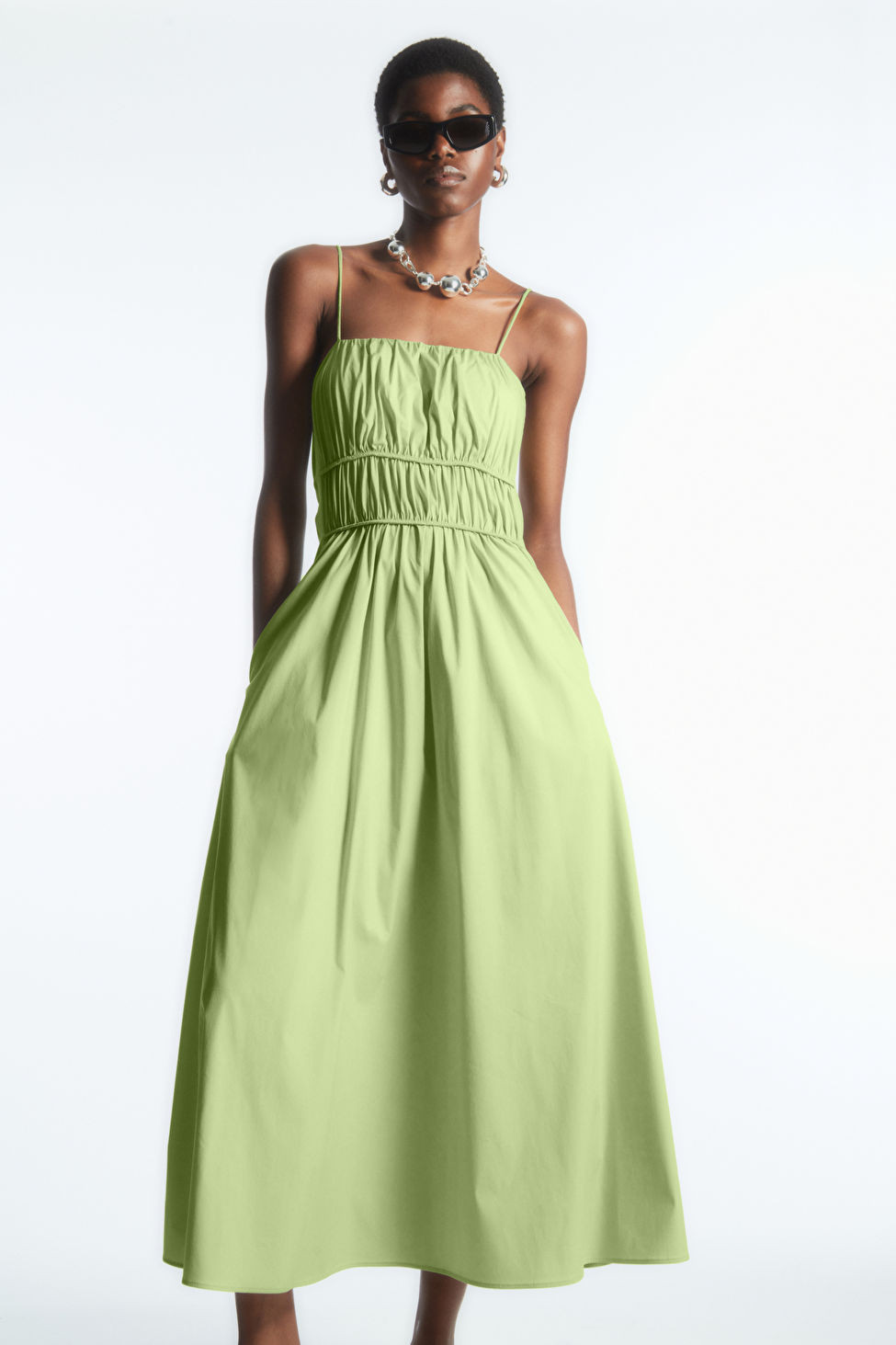 GATHERED BUSTIER MIDI DRESS | COS UK