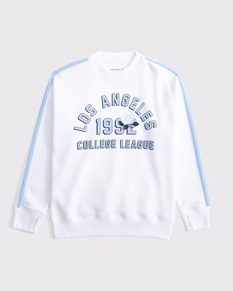 girls legging-friendly graphic crew sweatshirt | girls tops | Abercrombie.com | Abercrombie & Fitch (US)