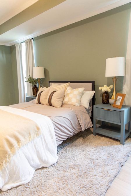 Earthy modern guest bedroom with cozy textures and brass accents. 

#LTKhome