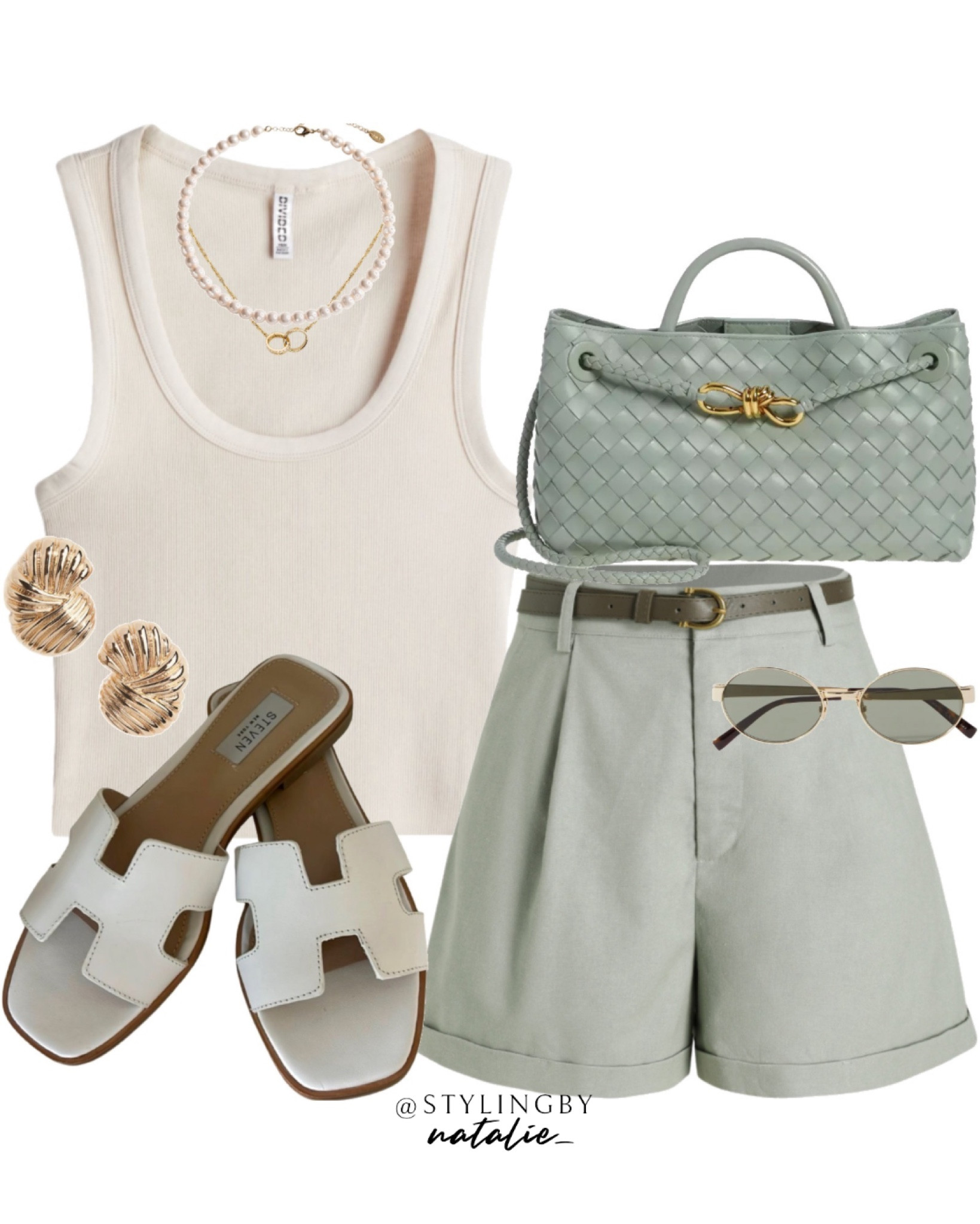 Ribbed scoop neck vest top, sage green linen shorts, Steve Madden slides, gold fluted earrings, Bottega Veneta woven tote bag, YSL sunglasses & pearl necklace.
🏷️ Summer outfit, tailored shorts, smart casual, casual chic, everyday outfit, affordable style, over 30s style.

#LTKsummer #LTKeurope #LTKstyletip