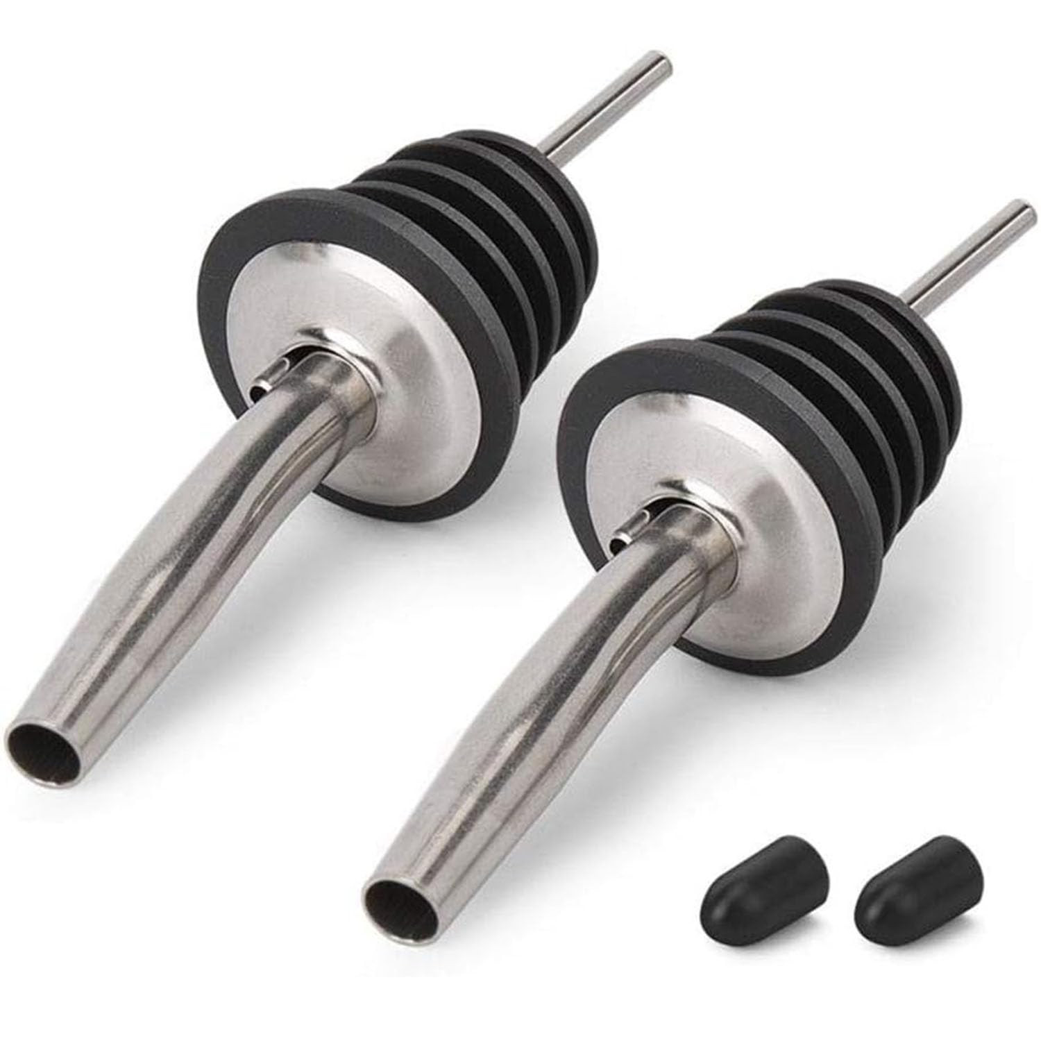 2PCS Stainless Steel Pourers, Speed Liquor Bottle Pourer, Olive Oil and Vinegar Tapered Stopper S... | Amazon (US)