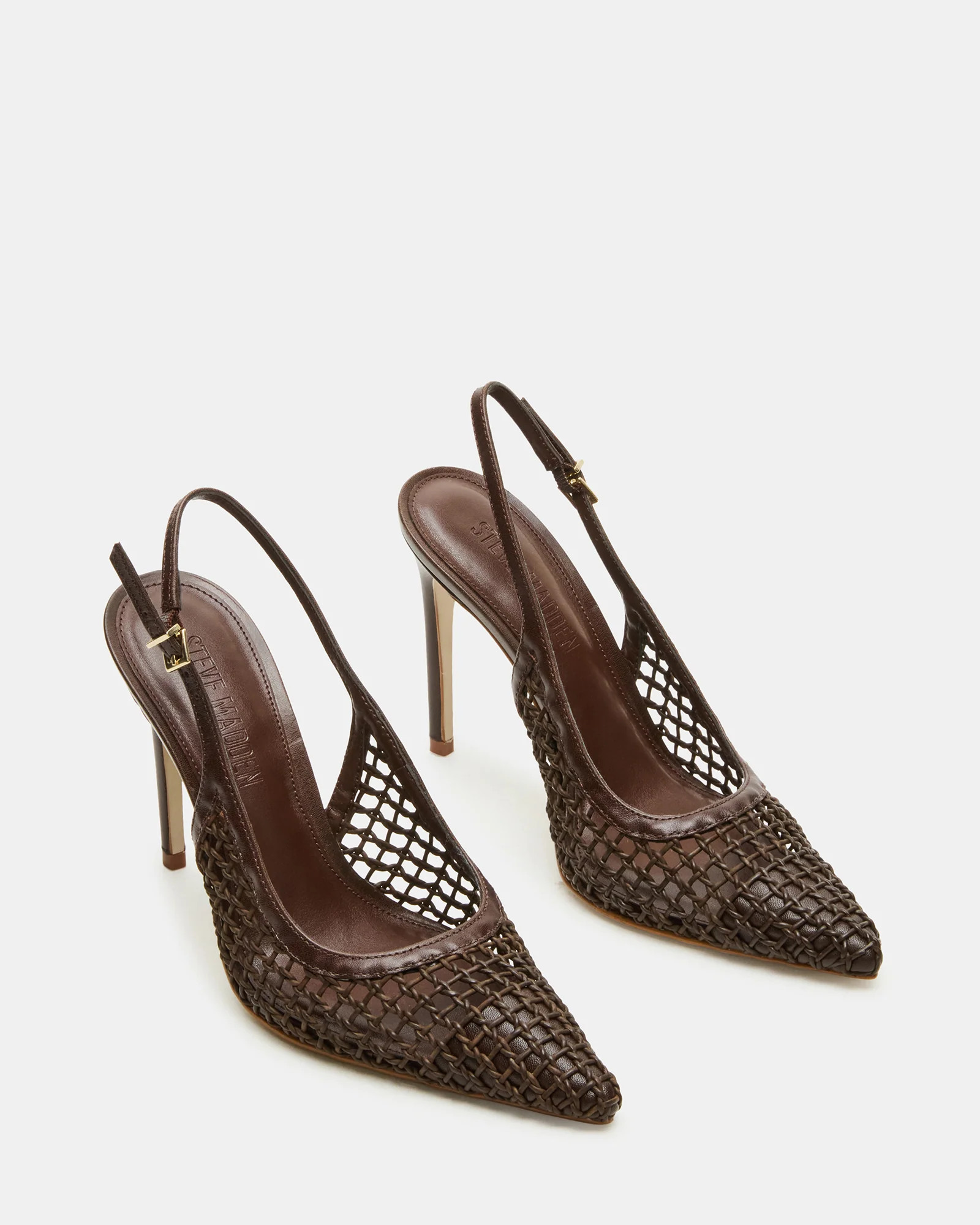 REYES Woven Brown Slingback Stiletto Pointed-Toe Pump Women's Heel | Steve Madden (US)