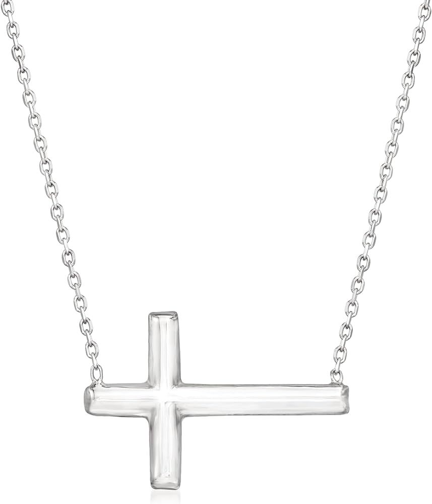 Ross-Simons Italian Sterling Silver Sideways Cross Necklace. 16 inches | Amazon (US)
