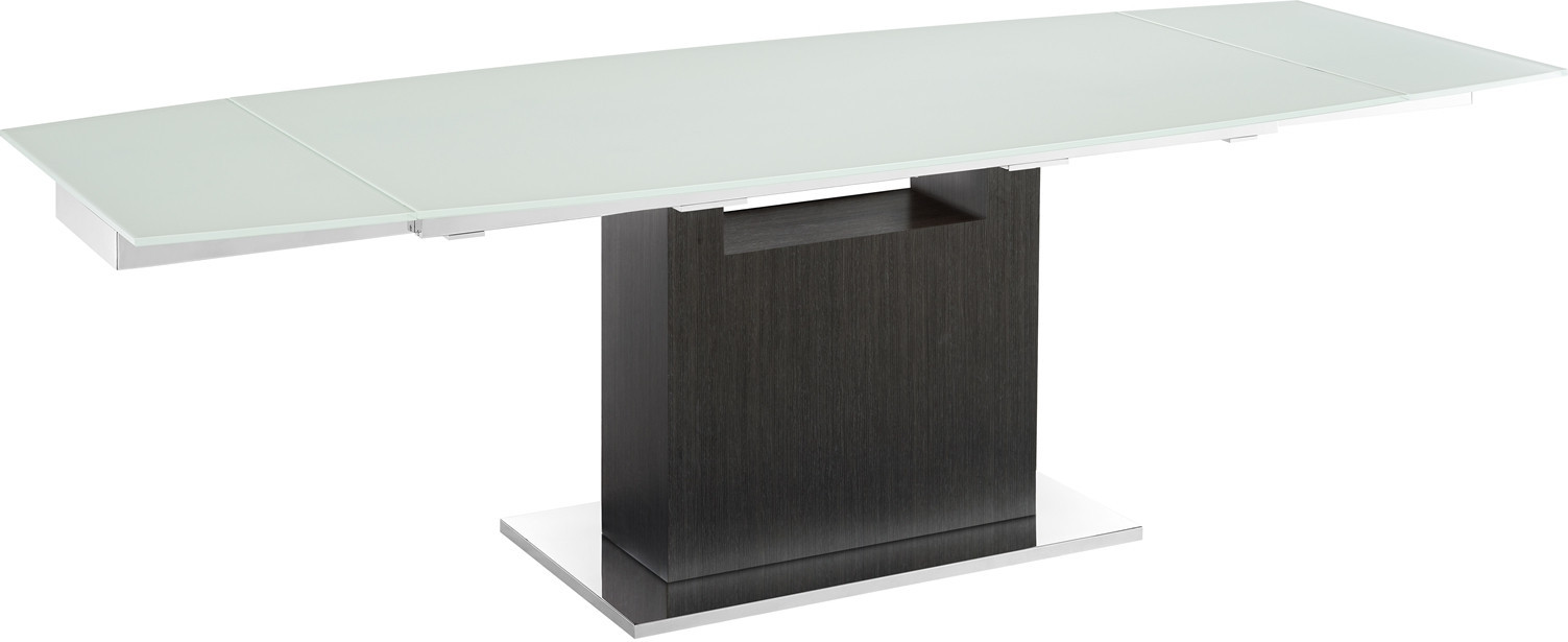 Olivia Dining Table In White Glass With Dark Gray Oak Base | 1stopbedrooms