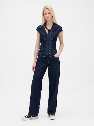 Denim Tie-Neck Top | Gap (US)