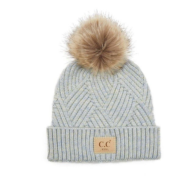 Kids' C.C Soft Knit Pom Beanie One Size Pastel Blue Mix | Scheels