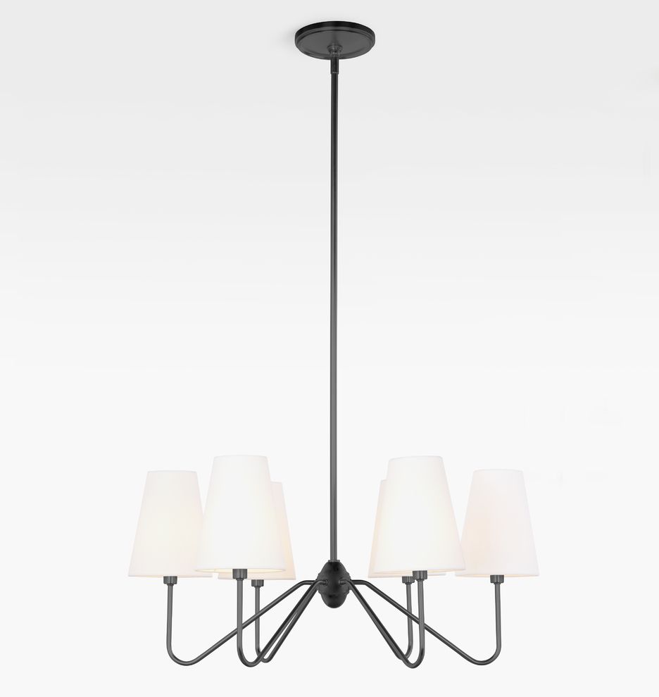 Berkshire 6 Arm Chandelier with Linen Shades | Rejuvenation