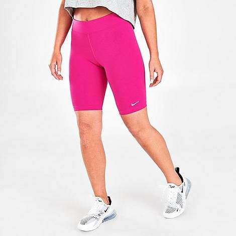 Nike Women's Sportswear Essential Bike Shorts in Pink/Active Pink Size Medium Cotton/Polyester/Spand | Finish Line (US)