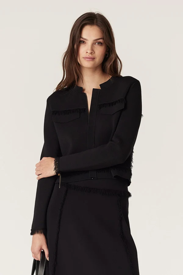Crepe Fringe Jacket - Black | Cable Melbourne