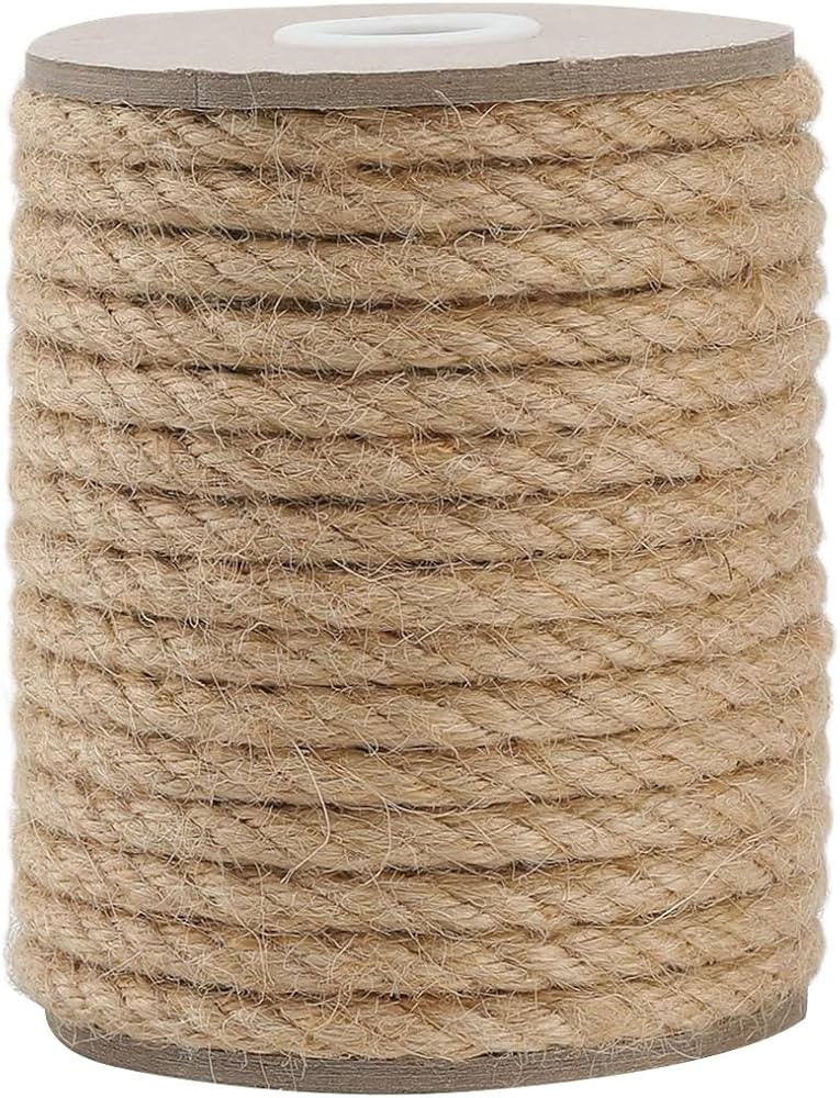 Jute Rope 8MM x 50FT Heavy Duty and Thick Twine Rope for Crafts Projects Gardening Bundling Cat S... | Amazon (US)