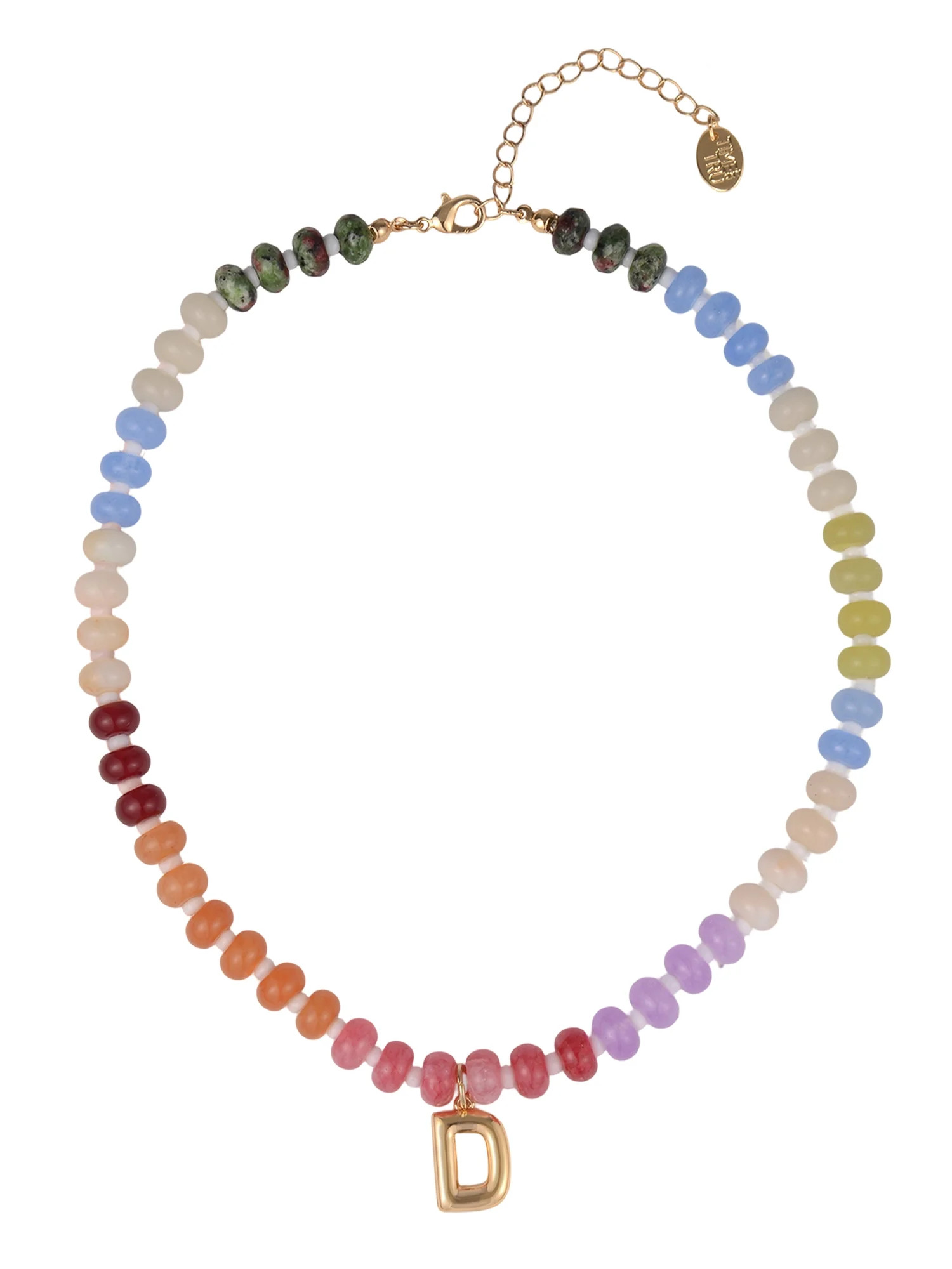 Time and Tru Goldtone Multicolored Bead Initial "D" Necklace | Walmart (US)