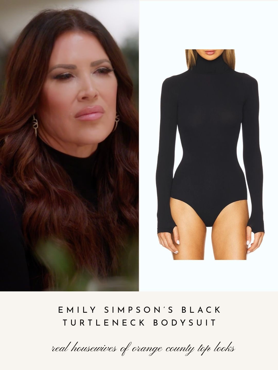 Emily Simpson’s Black Turtleneck Bodysuit