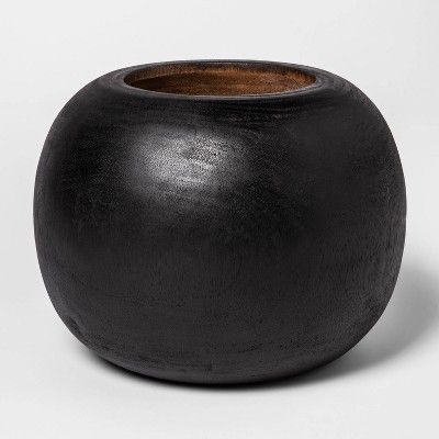 12" x 8.6" Round Wooden Planter Black - Project 62™ | Target