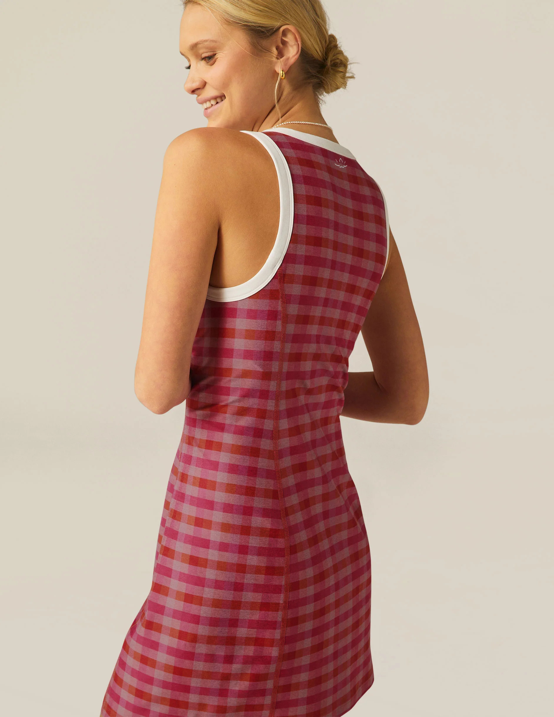 Pink Gingham SoftMark Outlines Dress | Beyond Yoga | Beyond Yoga