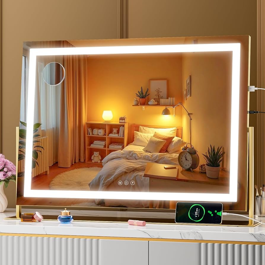 Hasipu Vanity Mirror with Lights, 28" x 20" LED Makeup Mirror, Light up Mirror with 10X Magnifica... | Amazon (US)