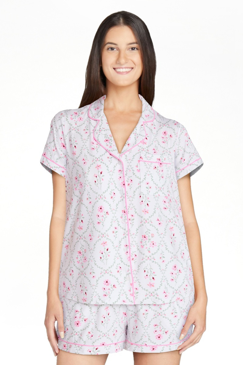 Joyspun Women’s Dreamy Soft Collection Bridal Knit Top and Shorts Pajama Set, 2-Piece, Sizes XS... | Walmart (US)