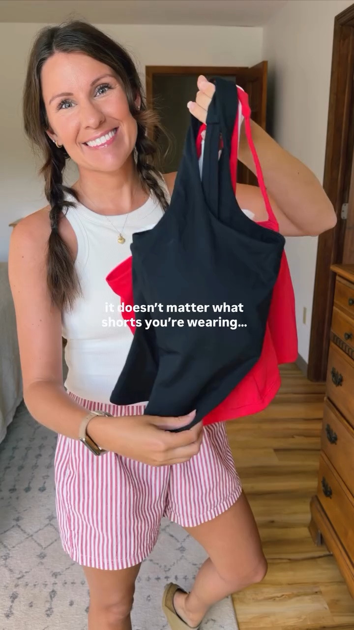No matter what shorts you’re wearing, a built in bra tank goes great with them🙌🏽

Outfit 1: green linen shorts and a white built in bra tank would be perfect for strawberry picking or taking your kids to the park. 

Outfit 2: I love this one for cheering on team USA at the Works Cup or for 4th of July—red and white🙌🏽! These cotton/linen shorts are so comfy (they also come in blue denim!) and the red built in bra tank looks great with them.

Outfit 3: this black built in bra tank pairs so well with light wash shorts—a cute and easy outfit for a concert in the park, easy dinner outside, or visit to a brewery or winery. 

3 easy summer mom outfits with built in bra tanks🙌🏽

Outfit 1: small in my white tank and xxs in my linen shorts (I size down bc linen stretches with wear). My Teva sandals are size 6.

Outfit 2: small in my red tank and xs in my white cotton/linen shorts (they also come in blue denim!). My sandals are size 36. 

Outfit 3: small in my black tank and 00 in my denim shorts (dream blue wash). My sandals are size 6.

#summerstyleformoms #builtinbratank #shortsoutfitsformoms #petitestyle#summerstyleinspo

#LTKPetite #LTKgrwm #LTKootd