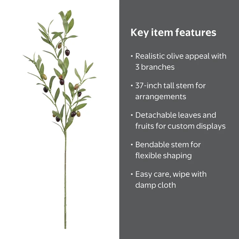 Mainstays 37 in Green Artificial Olive Long Stem, Indoor Use | Walmart (US)