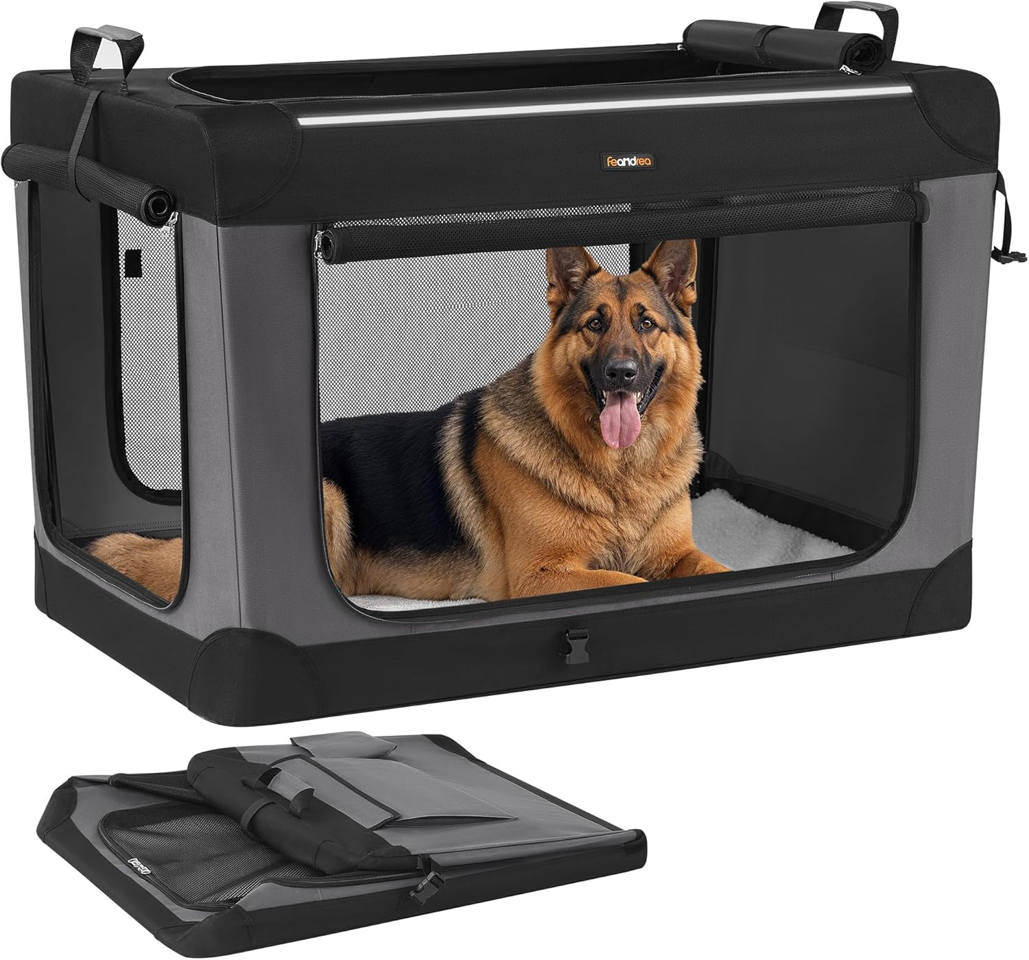 Feandrea Collapsible Dog Crate, Portable Travel Crate, 42-Inch | Amazon (US)