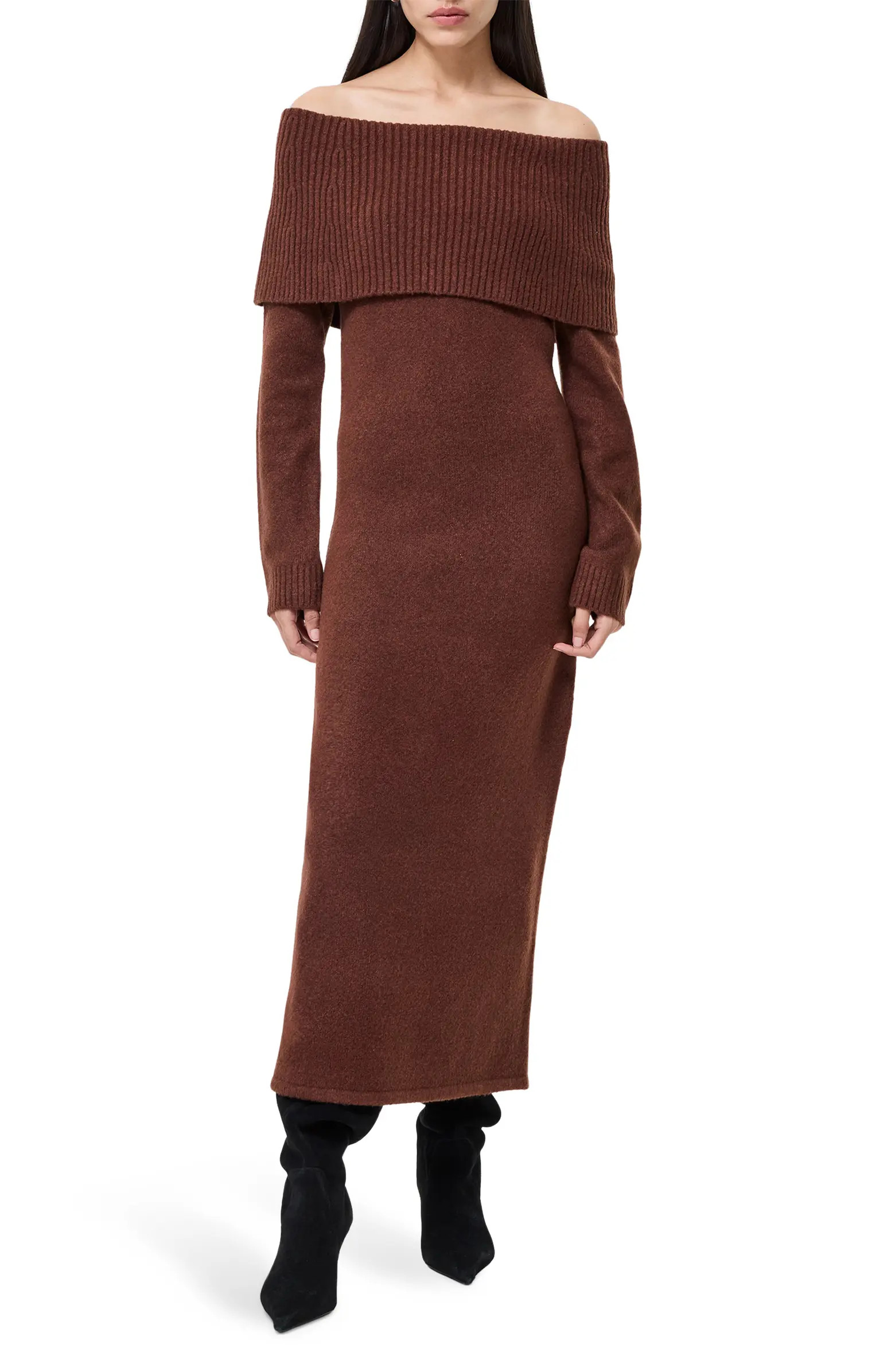 French Connection Emilia Off the Shoulder Long Sleeve Maxi Sweater Dress | Nordstrom | Nordstrom