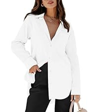 siliteelon Womens Button Down Shirts Dress Shirts Long Sleeve Blouses V Neck Solid Casual Tunics ... | Amazon (US)