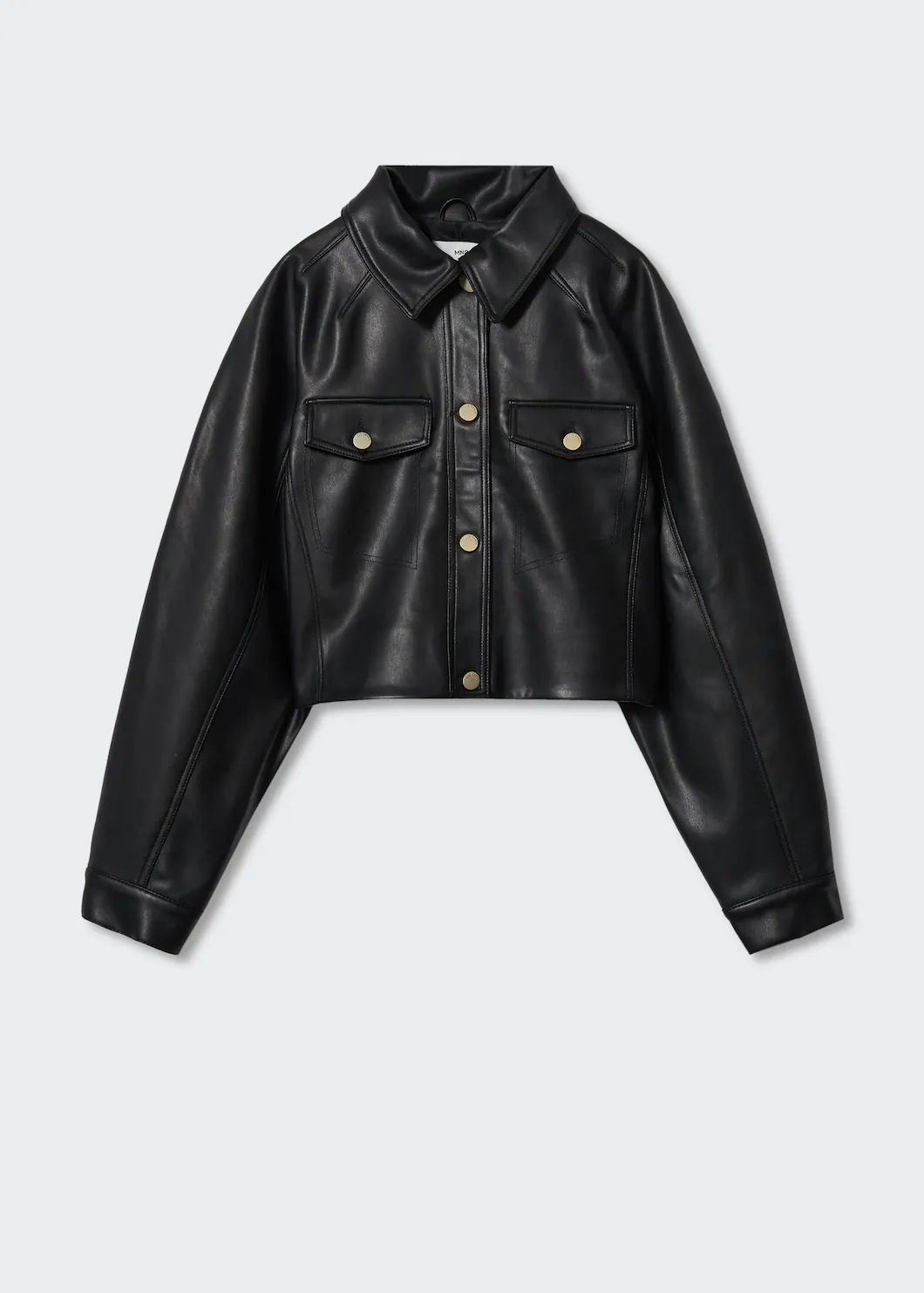 Short leather-effect jacket -  Women | Mango USA | MANGO (US)