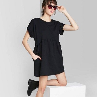 Women's Short Sleeve Crewneck Knit Babydoll T-Shirt Mini Dress - Wild Fable™ | Target