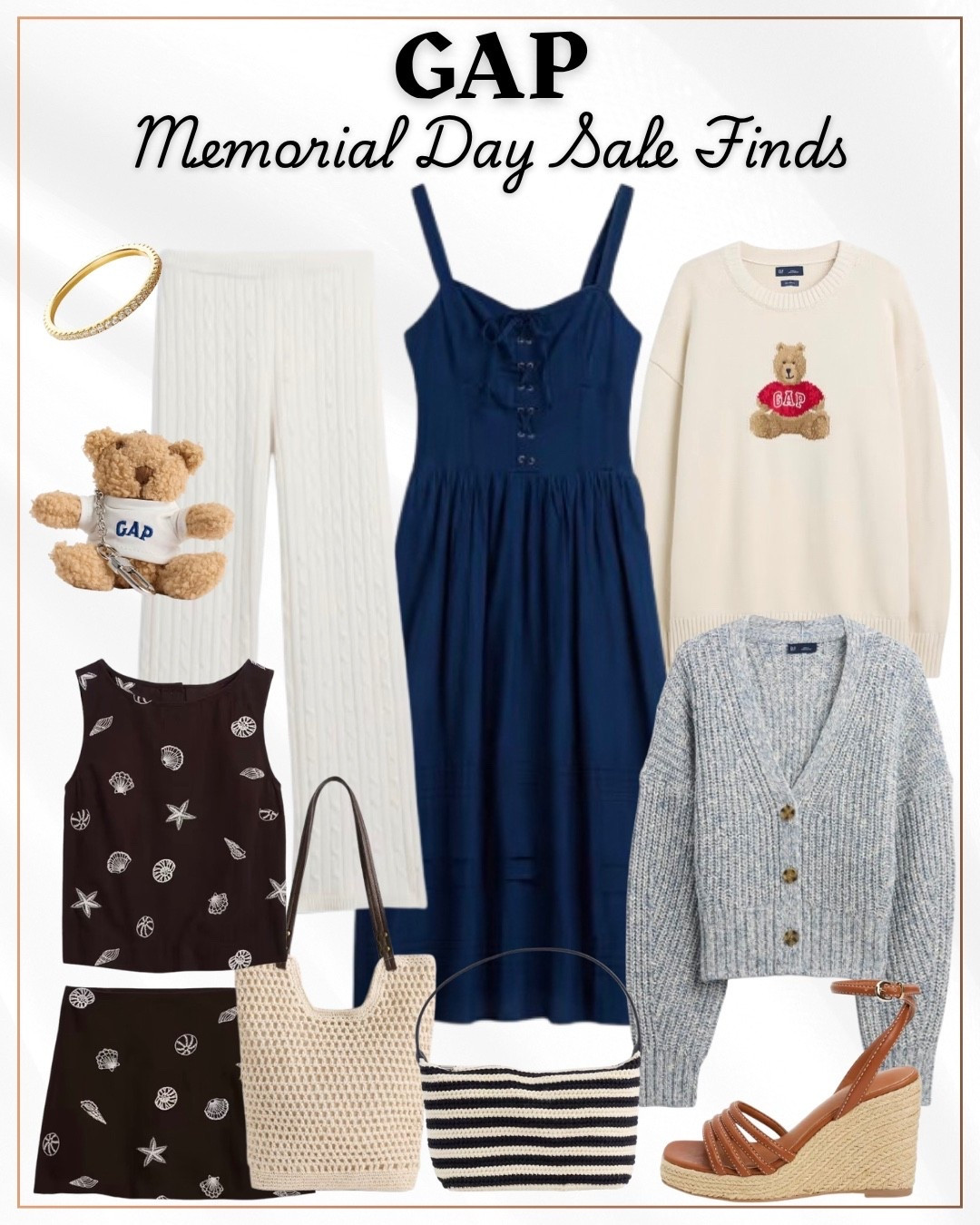 GAP Memorial Day Sale Finds

LTKplussize / ltkmidsize / gap / the gap / Memorial Day / Memorial Day sale / Memorial Day sales / sale / sale alert / gap sweater / sweater / knit sweater / graphic sweatshirt / sweatshirt / denim dress / maxi dress / denim maxi dress / matching set / seashell matching set / bear bag charm / bag charm / Ana Luisa ring / gold ring / ring / knit pants / crochet style pants / knitwear / coverup pants / beachwear / beach pants / platform sandals / sandals / summer sandals / woven bag / tote bag / bucket bag / striped bag / shed hell blouse / seashell top / seashell mini skirt / seashell skirt / summer fashion / summer fashion 2026 / plus size fashion / summer outfits / summer outfit

#LTKSaleAlert #LTKSeasonal #LTKootd