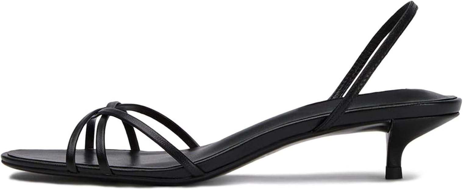 Agodor Women's Slingback Kitten Heels Sandals Almond Toe Low Heels Slip on Pumps Strappy Sandals ... | Amazon (US)