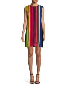 Gina Rainbow Velvet Shift Dress | Bergdorf Goodman
