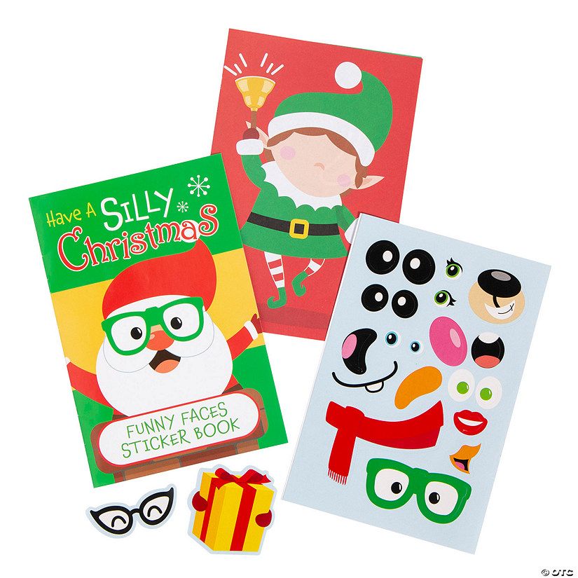 Christmas Funny Faces Sticker Books - 12 Pc. | Oriental Trading Company