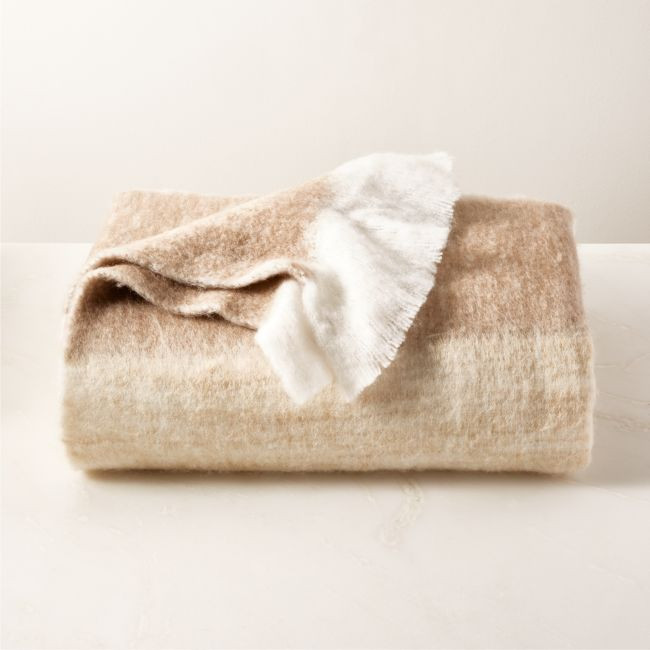 Mira Ombre Neutral Throw Blanket 50""x70 | CB2