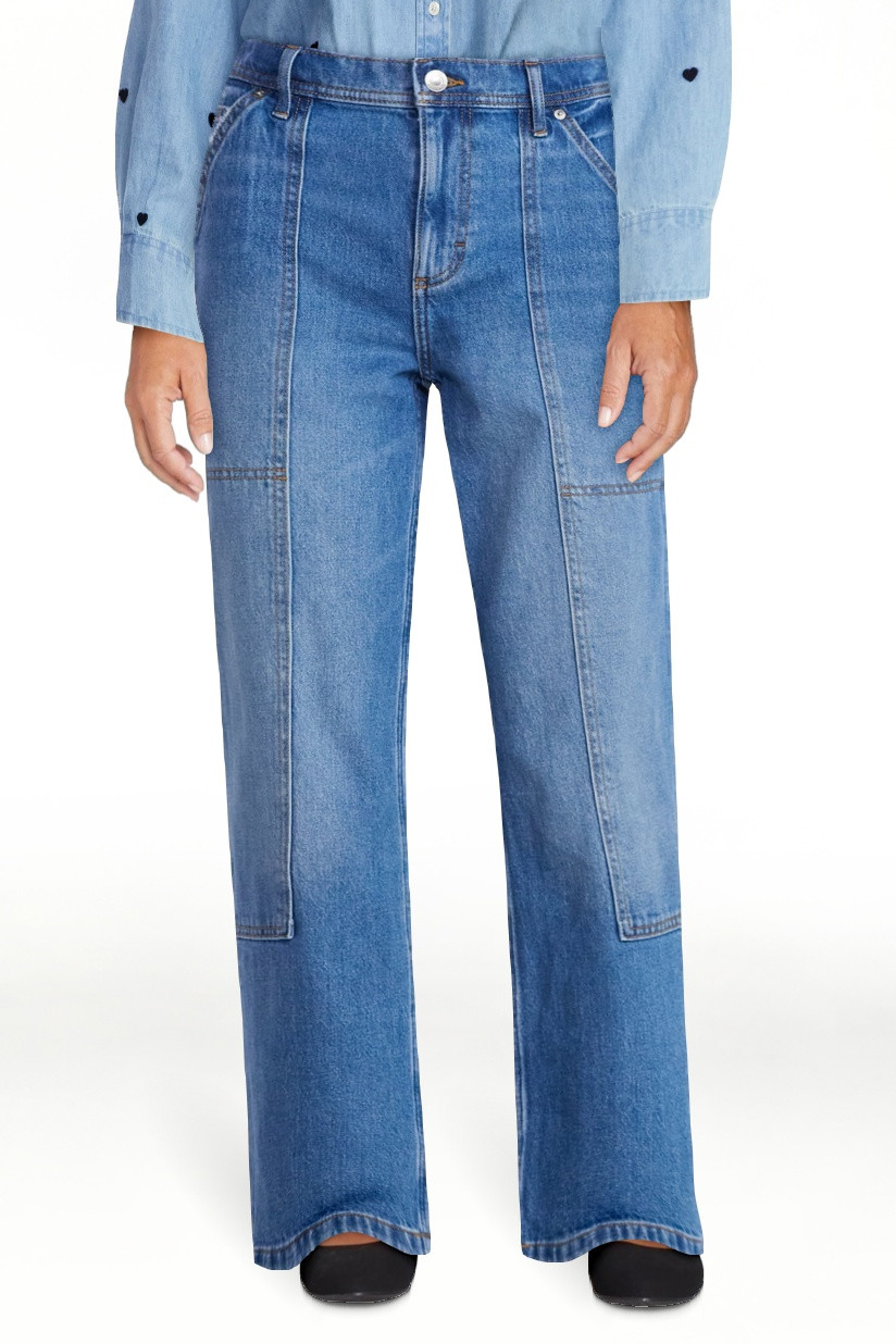 Free Assembly Women's Cropped Straight Leg Utility Jeans, 28” Inseam, Sizes XS-XXL | Walmart (US)