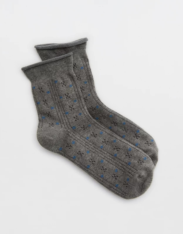 Aerie Rolled Edge Pointelle Quarter Socks | Aerie