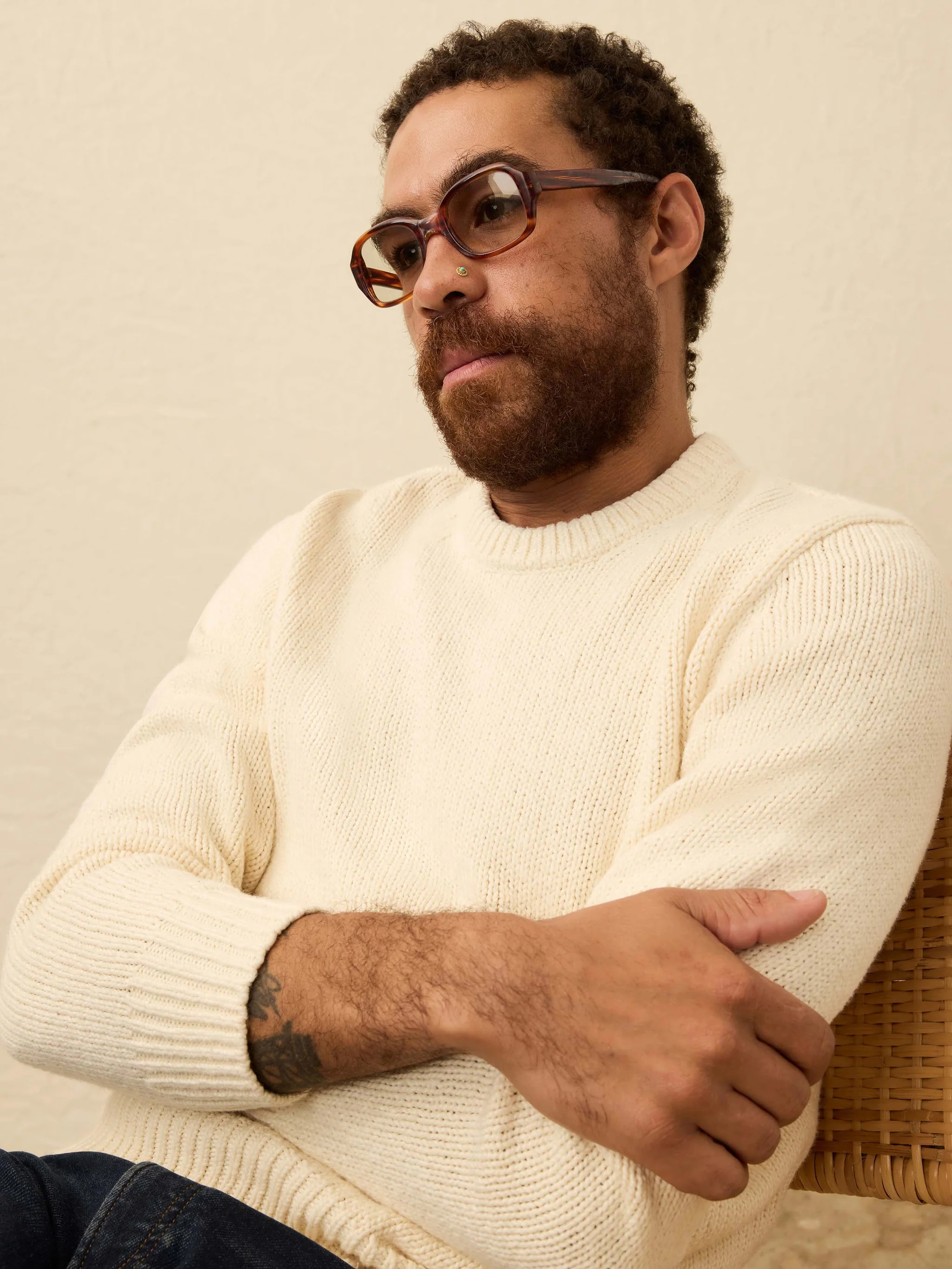 Heirloom Cotton Crewneck Sweater - Bone | Faherty