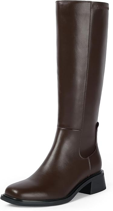 Knee High Boots for Women Low Heel Flat Tall Boots | Amazon (US)