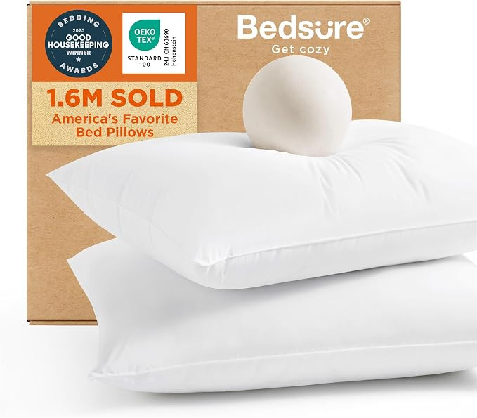 Bedsure Pillows King Size Set of 2 - Hotel Collection Bed Pillows for Sleeping, with Down Alterna... | Amazon (US)
