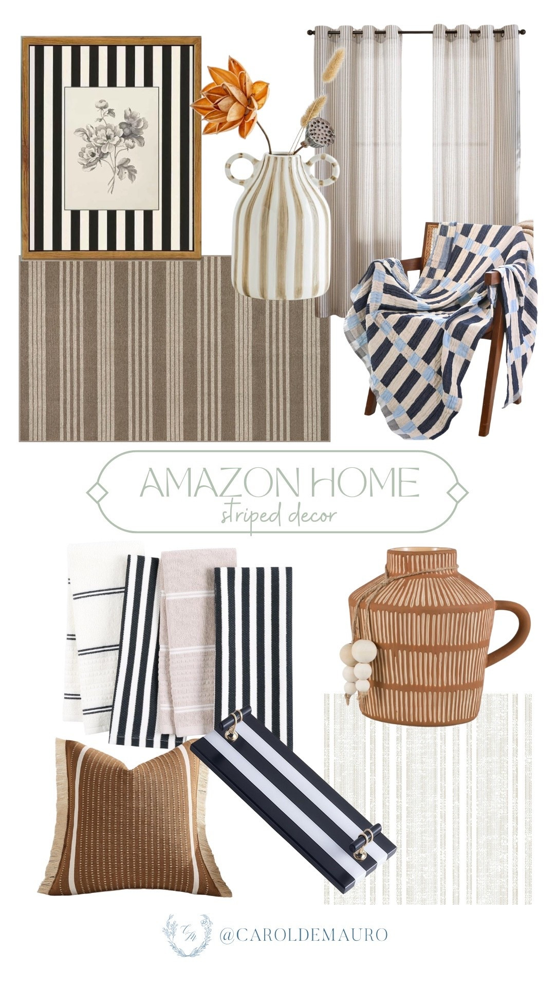 The secret to a curated home? Stripes. They play well with florals, solids, and everything in between. Obsessed with this mix of ticking stripes, bold bands, and earthy ceramics from Amazon to create that perfect lived-in vibe.

amazon home, interior design, home refresh, living room style, wall decor, modern home, affordable finds, entryway inspo

#LTKU #LTKSeasonal #LTKHome