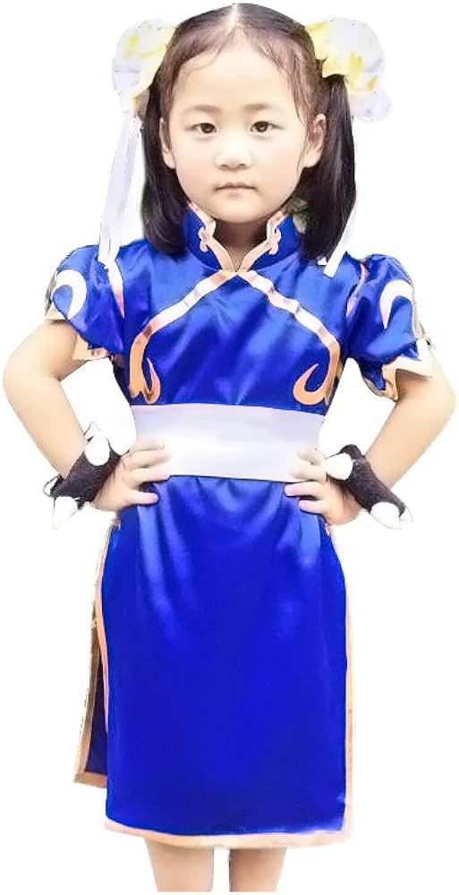 Miccostumes Girl's Game Fighter Cosplay Costume with Hair Pieces and Bracelets | Amazon (US)