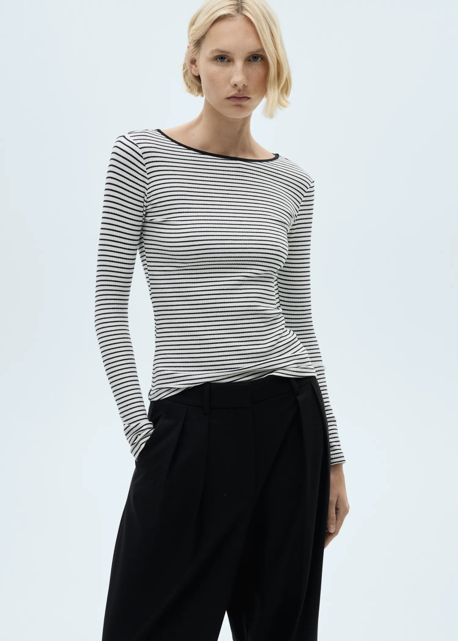 Striped rib T-shirt | Mango (US/MX/AU)