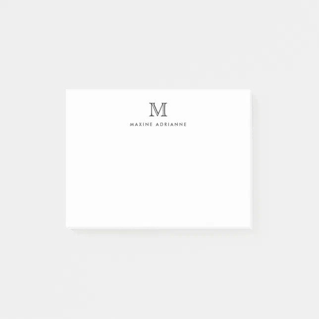 Classic Modern Simple Clean Gray Monogram Initial Post-it Notes | Zazzle