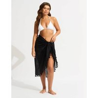 Seafolly Pure Cotton Tassel Beach Cover Up Sarong Black | Marks & Spencer (UK)