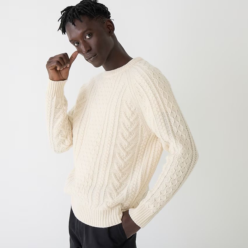 Rugged merino wool cable-knit sweater | J.Crew US