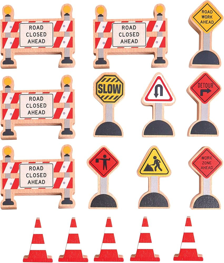 16 Pc Wooden Construction Signs and Traffic Cones - Construction Site Road Signs -Community Helpe... | Amazon (US)