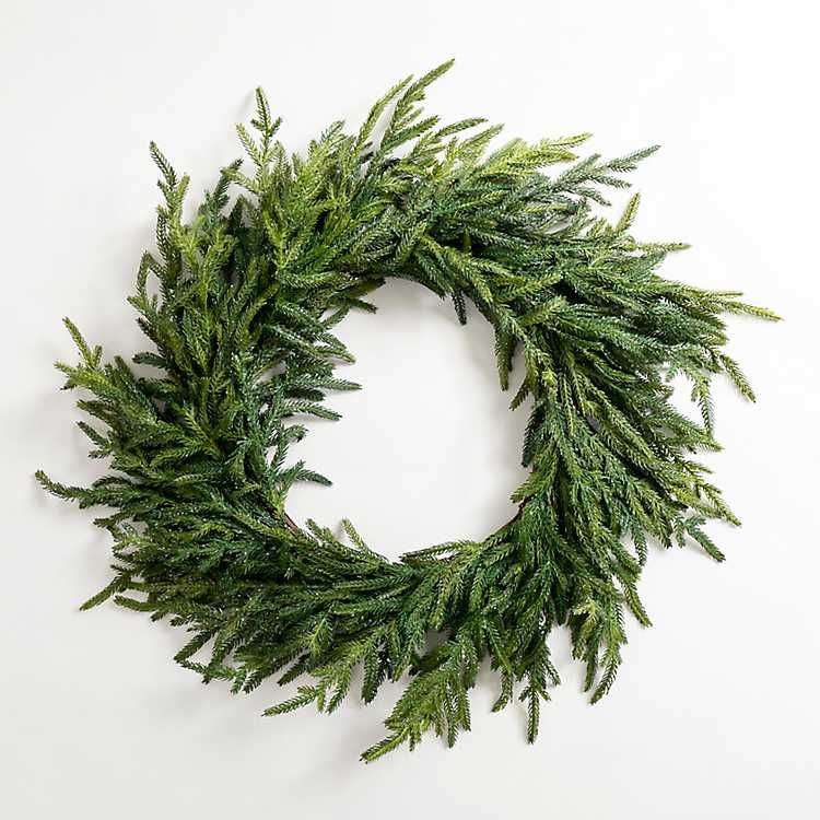 Iced Norfolk Pine Christmas Wreath | Kirkland's Home