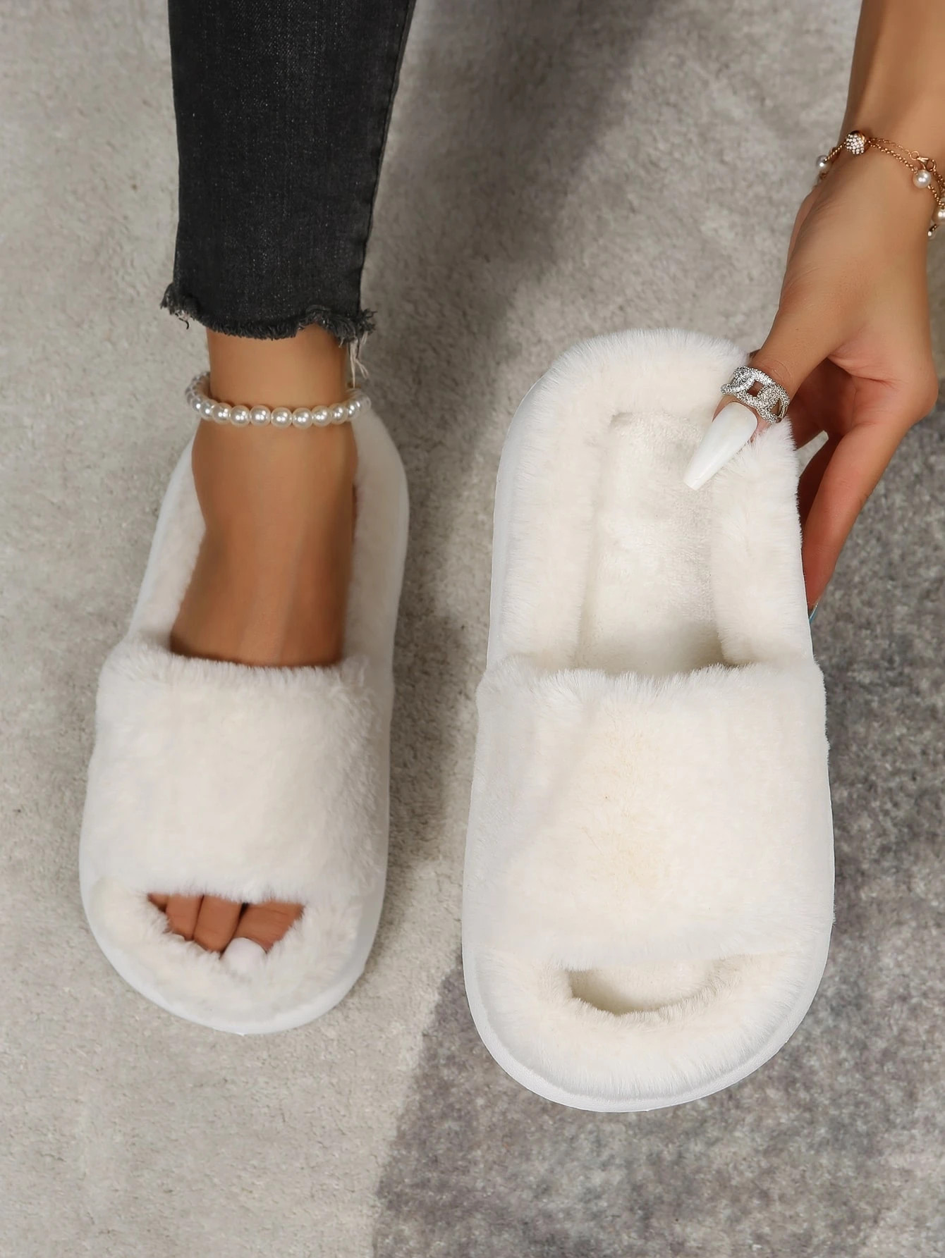 Single Band Fluffy Bedroom Slippers | SHEIN